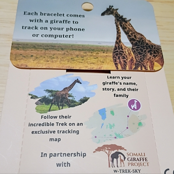 Tracking Giraffe Beaded Bracelet with Giraffe Charm Giraffe Tracking - Picture 2 of 4